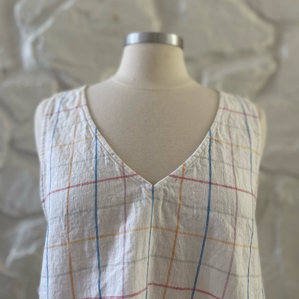 Madewell Linen Side Tie Checked Crop Top XL - Picture 4 of 8